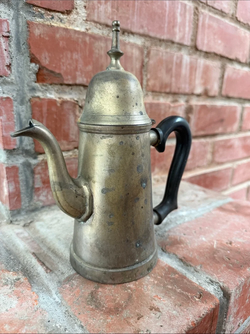 Antique Brass Coffee Pot with Black Handle